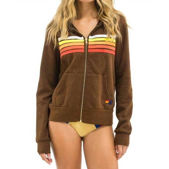 AVIATOR NATION Tops - NEW AVIATOR NATION five stripe hoodie in chocolate white neon